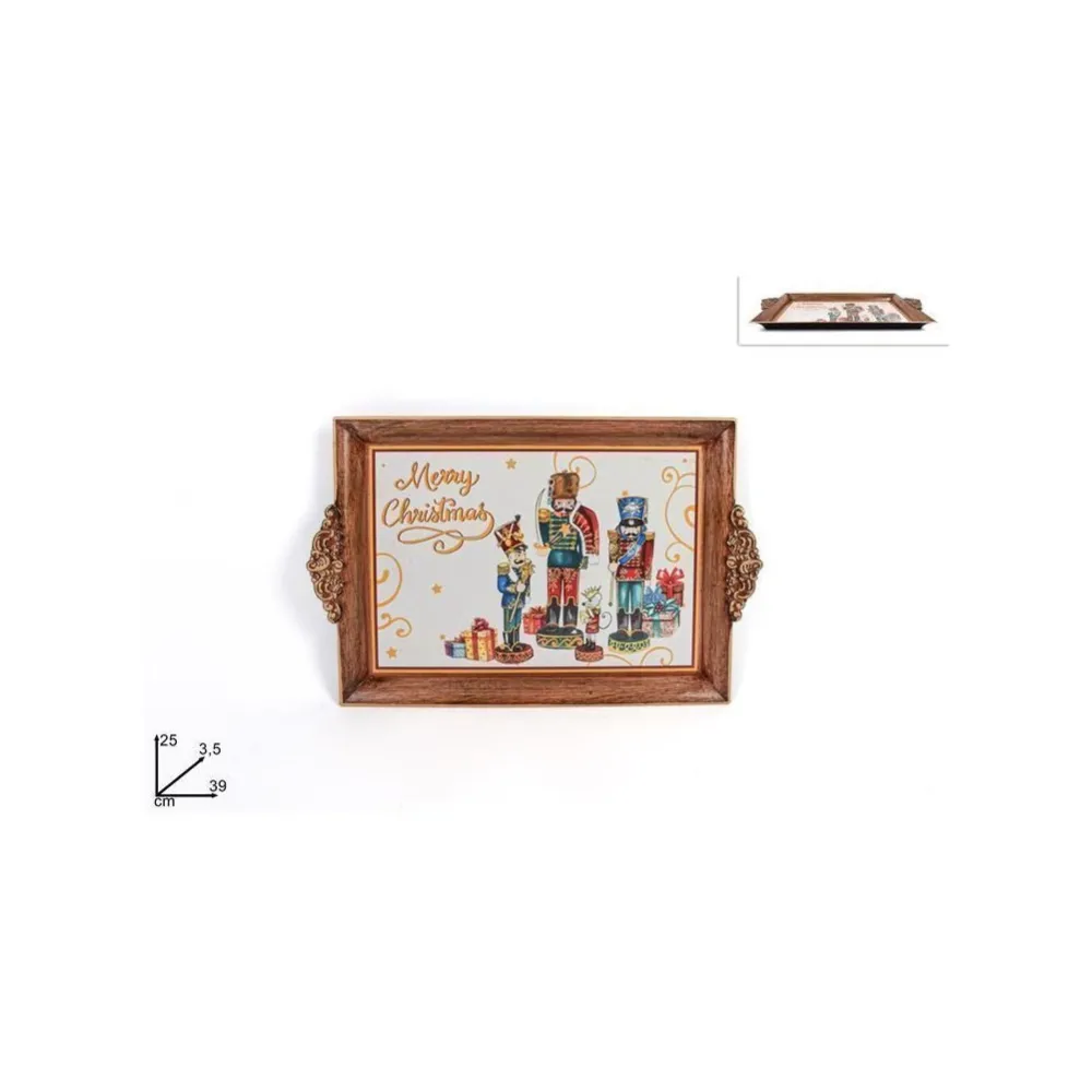 VASSOIO PLASTICA EFFETTO LEGNO  25 x 39 x 3,5 cm