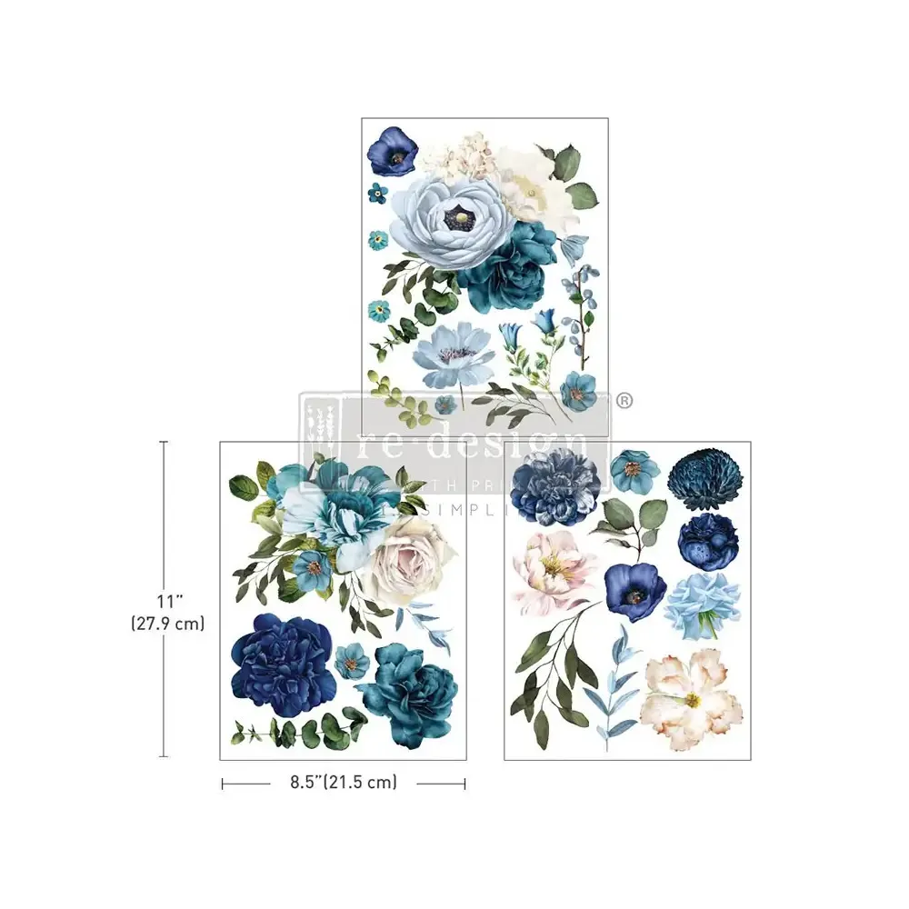 REDESIGN DECOR TRANSFERS "BLUE WILDFLOWERS" 21,5X28CM