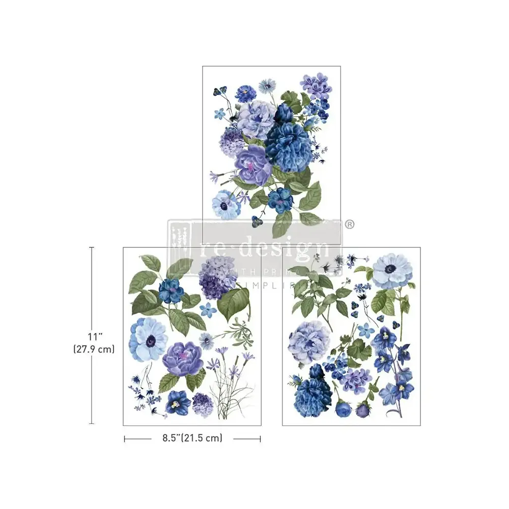 REDESIGN DECOR TRANSFERS BLUE GARDENS 21,5×28 cm