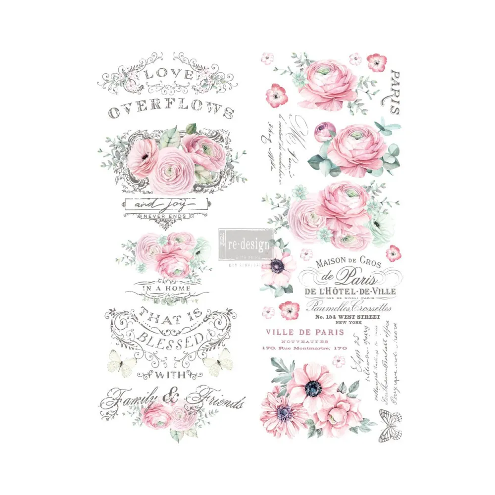 REDESIGN DECOR TRANSFERS "OVERFLOWING LOVE" 59x76CM