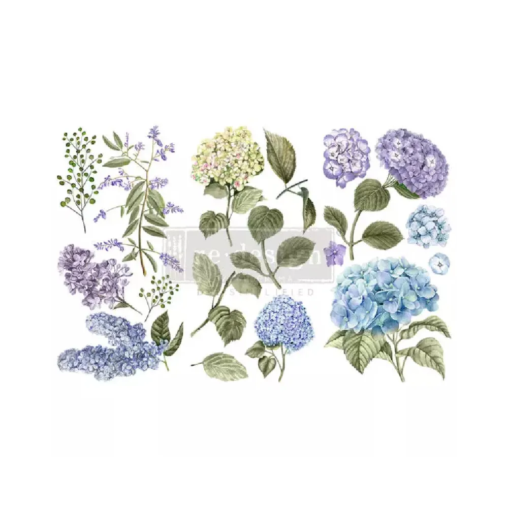 REDESIGN DECOR TRANSFERS MYSTIC HYDRANGEA 15 x 30,5 CM