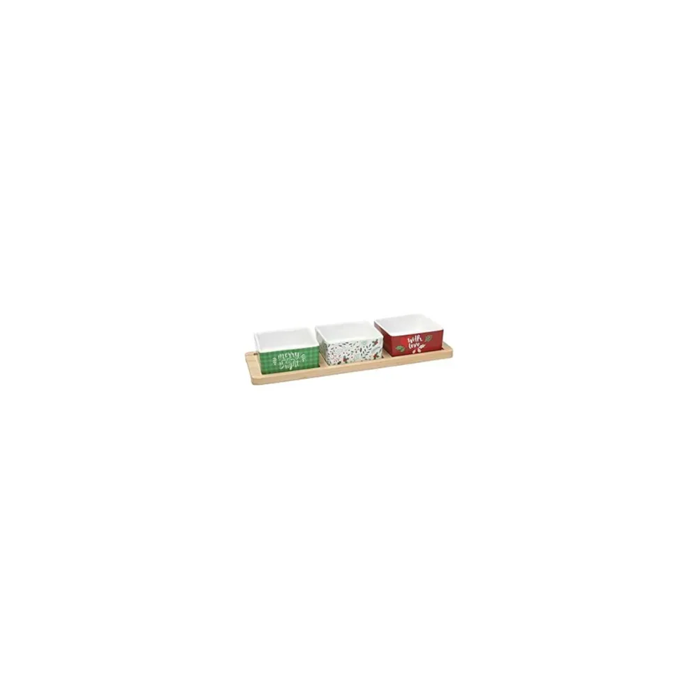 Tagliere rettangolare + 3 ciotole 28 x 9 cm, legno Tagliere rettangolare + 3 ciotole 28 x 9 cm, legno