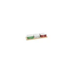 Tagliere rettangolare + 3 ciotole 28 x 9 cm, legno