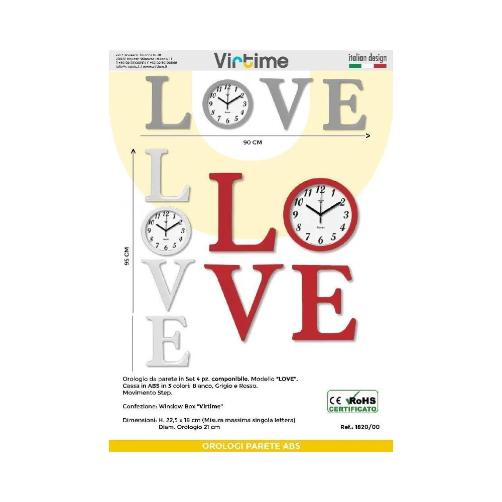 OROLOGIO DA PARETE IN SET 4PZ. COMPONIBILE MOD."LOVE" OROLOGIO DA PARETE IN SET 4PZ. COMPONIBILE MOD."LOVE"