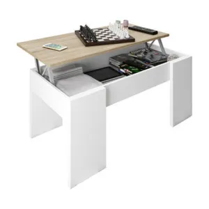 TAVOLO CAFFE ELEVABILE 50X100X45/56H CM ROVERE/BIANCO