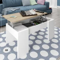 TAVOLO CAFFE ELEVABILE 50X100X45/56H CM ROVERE/BIANCO