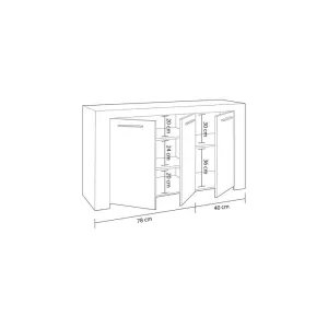 KIT CREDENZA 3 ANTE 'AMBIT' CM.144X42X80H BIANCA