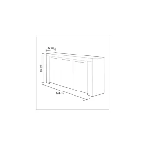 KIT CREDENZA 3 ANTE 'AMBIT' CM.144X42X80H BIANCA