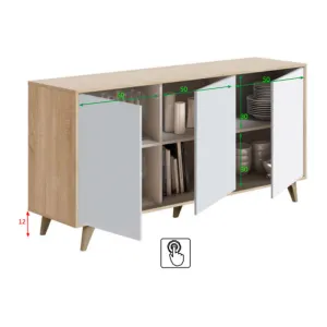 CREDENZA 3 ANTE CM 154X40X75H ROVERE BIANCO