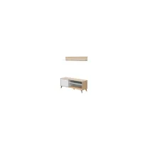 KIT PORTA TV CON MENSOLA CM 135X40X50H ROVERE BIANCO