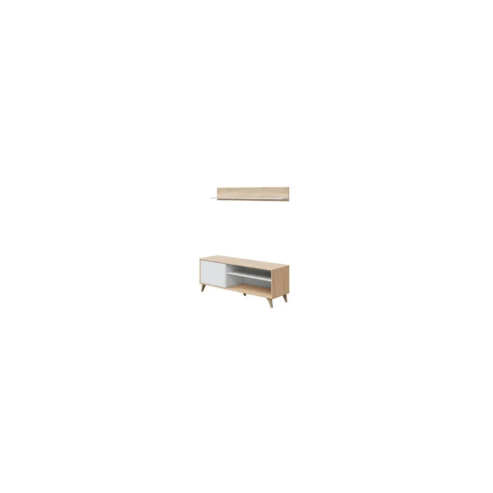 KIT PORTA TV CON MENSOLA CM 135X40X50H ROVERE BIANCO KIT PORTA TV CON MENSOLA CM 135X40X50H ROVERE BIANCO