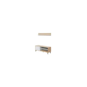 KIT PORTA TV CON MENSOLA CM 135X40X50H ROVERE BIANCO