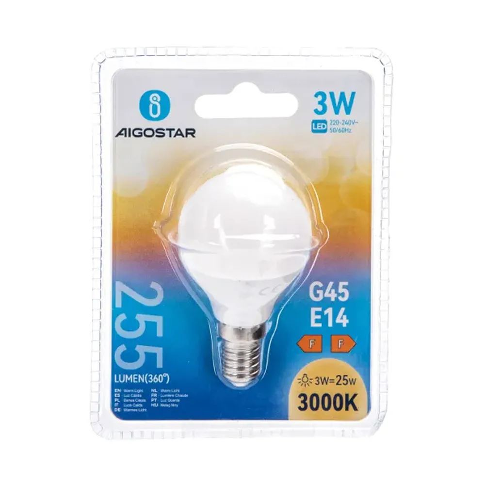 LAMPADINA LED A5 G45 3W E14 3000K