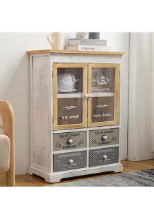 DECORATED DISPLAY CABINET WITH 4 DRAWERS 2 DOORS 81X58X30CM