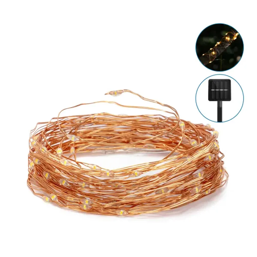 CATENA LUMINOSA A LUCE SOLARE LUCE CALDA 10MT CATENA LUMINOSA A LUCE SOLARE LUCE CALDA 10MT