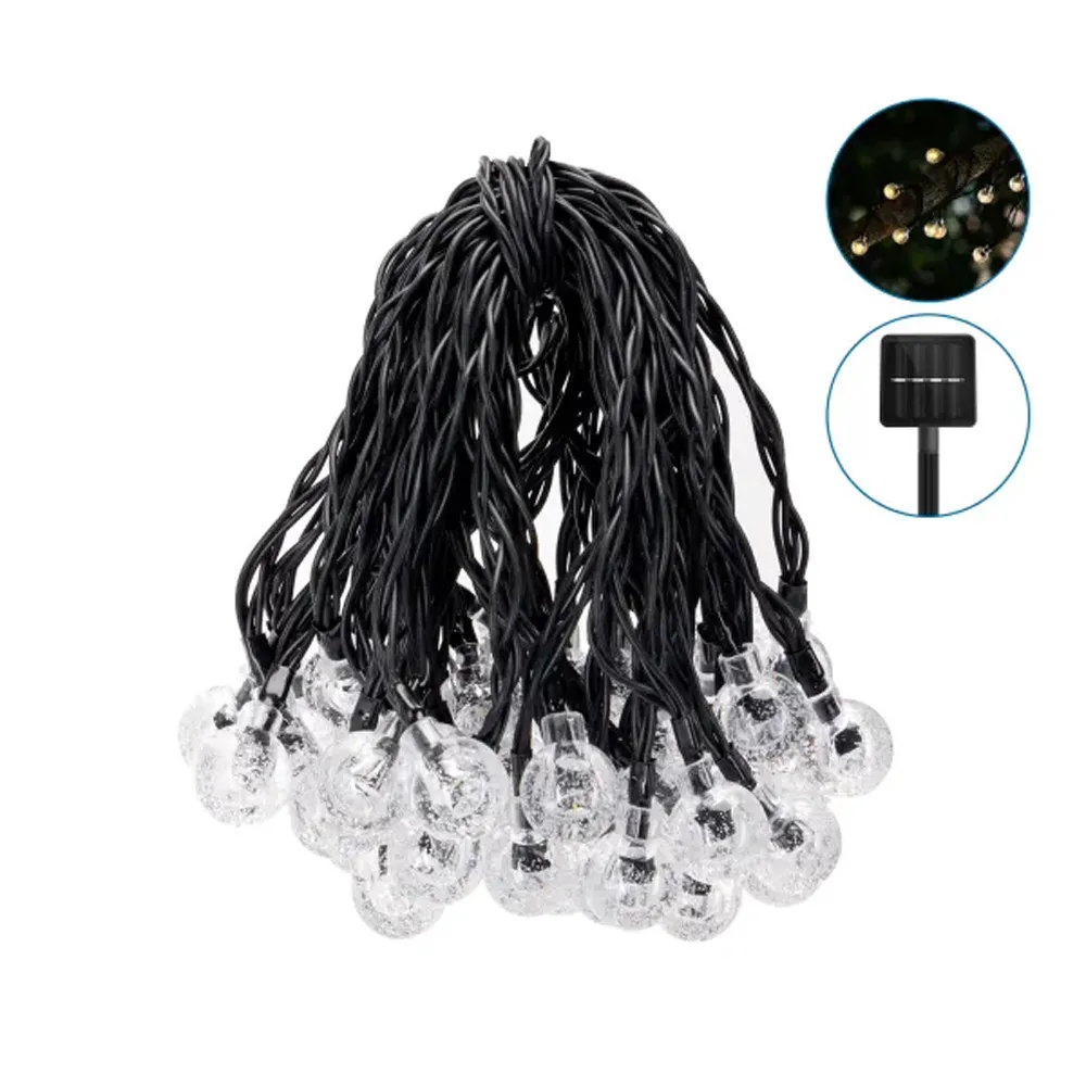 CATENA LUMINOSA LED CON PANNELLO SOLARE LUCE CALDA 2700K IP65 12 METRI CATENA LUMINOSA LED CON PANNELLO SOLARE LUCE CALDA 2700K IP65 12 METRI