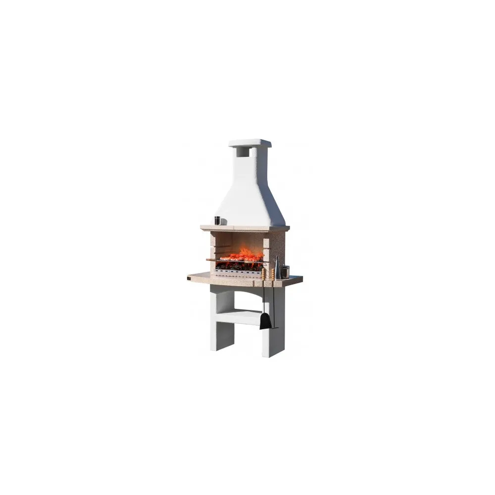 BARBECUE A LEGNA E CARBONELLA IN MARMO GRANULATO 114x71x231H TOUAREG CRYSTAL