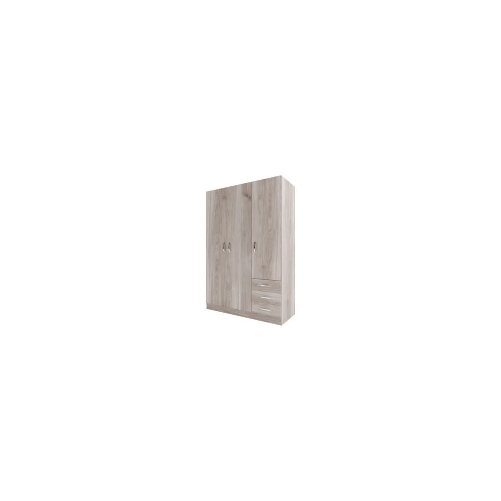 KIT ARMADIO 3 ANTE + 3 CASSETTI CM. 195,5X134X55 ROVERE GRIGIO K360