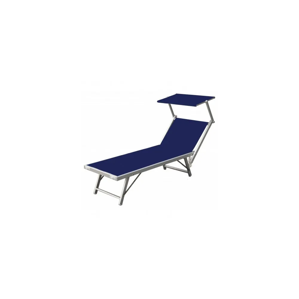 LETTINO IN ALLUMINIO CON PARASOLE BLU