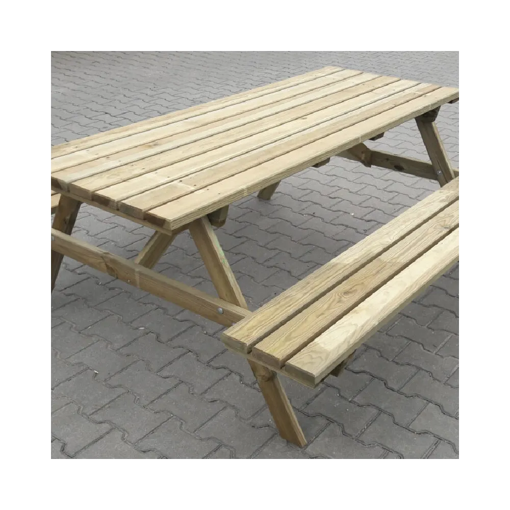 SET TAVOLO CON PANCHE PICNIC IMPREGNATO CM.180X160X71H