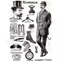 STAMPA TRASFERIBILE "VINTAGE, HOMMES" 28X40CM