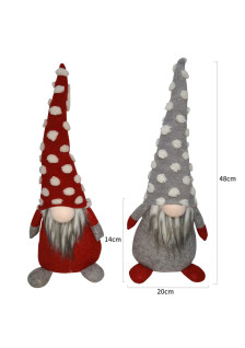 SET OF 2 RED AND GRAY DECORATIVE GNOMES 48X20X14CM
