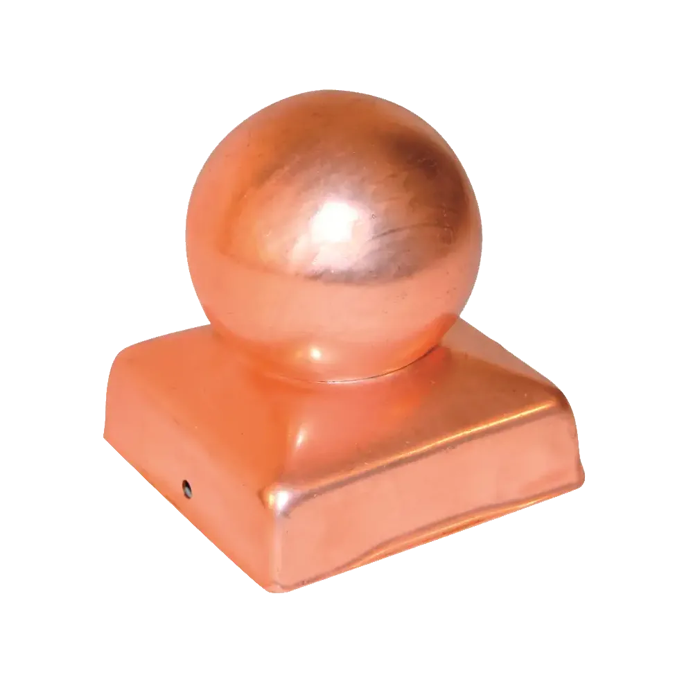 BORCHIA QUADRATA CON SFERA PER PALI - IN RAME - 71X71 MM