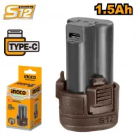 BATTERIA 12V LITIO 1,5AH  RICARICA CON CAVO TIPO C - INGCO