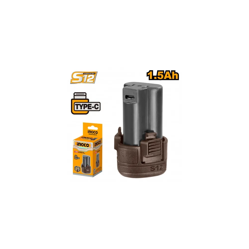 BATTERIA 12V LITIO 1,5AH  RICARICA CON CAVO TIPO C - INGCO