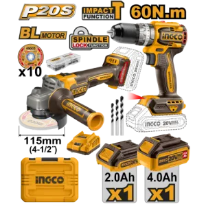 KIT SMERIGLIATRICE CAGLI21154 + TRAPANO CIDLI20602 IN VALIGETTA