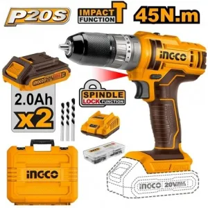 TRAPANO AVVITATORE 20V CON 2 BATTERIE 2Ah +47 ACCESSORI