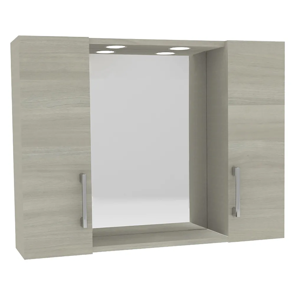 SPECCHIERA DA BAGNO PENSILE DOPPIO 'DIA' cm 77 x 16 x h.57 - rovere grigio SPECCHIERA DA BAGNO PENSILE DOPPIO 'DIA' cm 77 x 16 x h.57 - rovere grigio