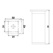 PIEDINO QUADRATO ALL H10CM C/PIASTRA REG