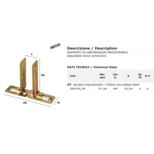 SUPPORTO DI ANCORAGGIO ART.789 mm 70 Mag. 140