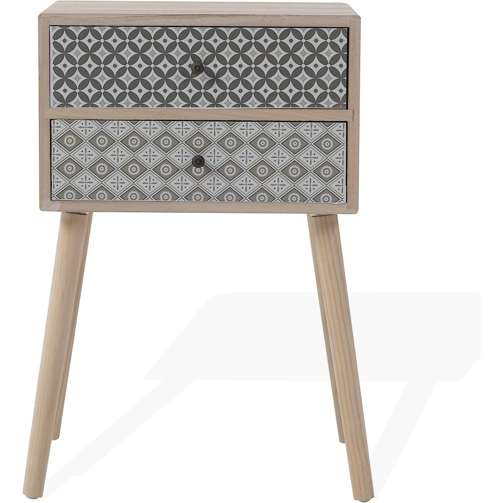 Table de chevet 2 tiroirs de style scandinave en bois 69x45x30cm (HxLxP)