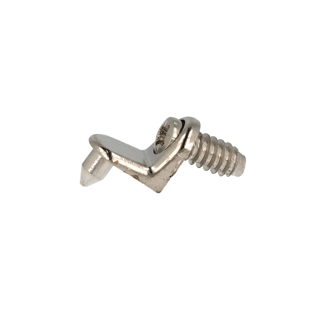 Nickel-plated zamak shelf support with pre-assembled screw