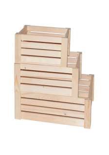 SET OF 3 MULTI-PURPOSE FIR WOOD BOXES ORION RAW