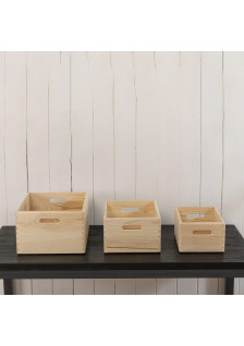SET OF 3 MULTIPURPOSE UNPAINTED NATURAL PINE WOODEN BOXES