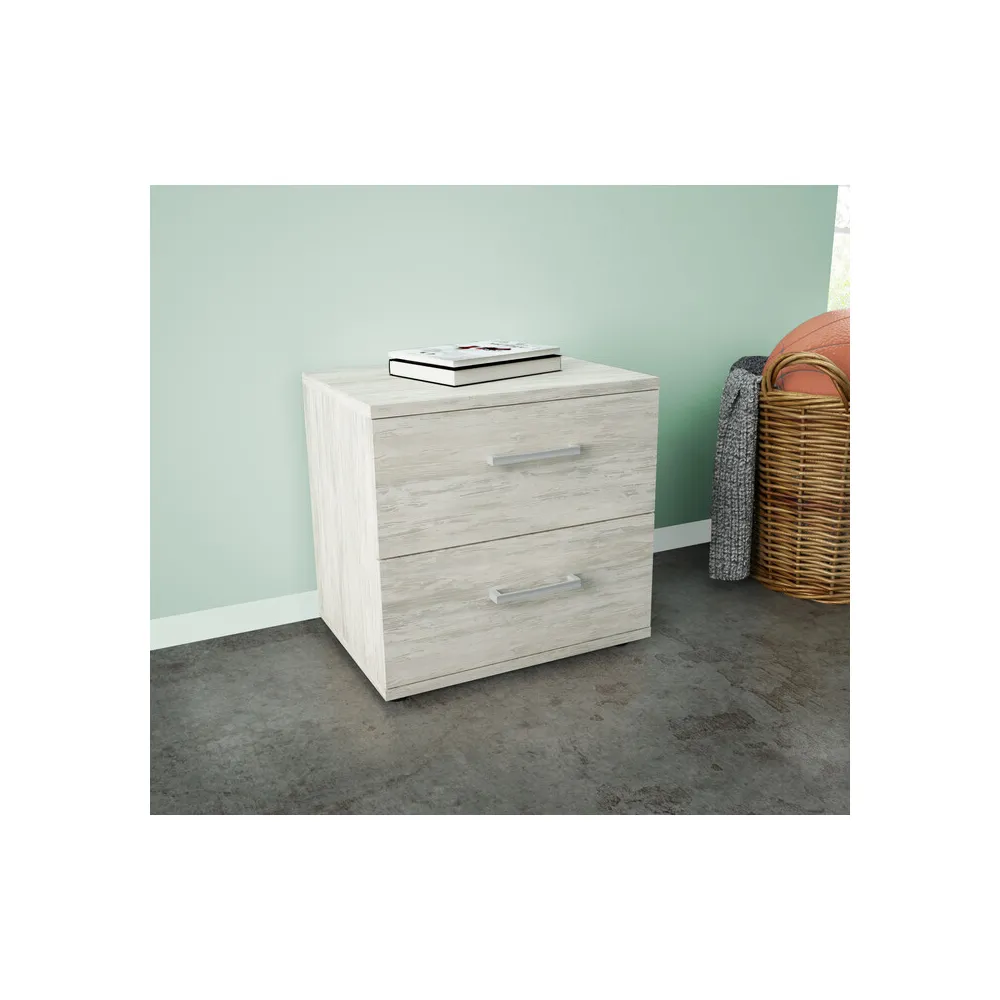 KIT COMODINO 2 CASSETTI 48X36X41 CM BIANCO VEN.K083