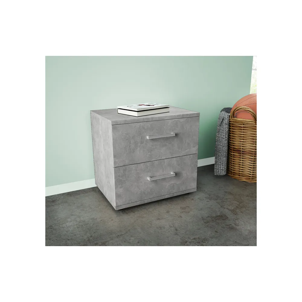KIT COMODINO 2 CASSETTI 48X36X41 CM CEMENTO CH.K4298