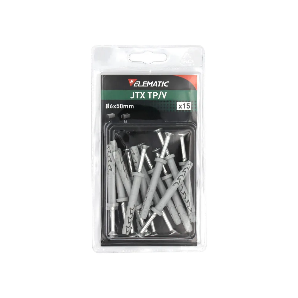 ELEMATIC BLISTER TASSELLO JTX TP/V 6X50 C/VITE 15 PZ (10