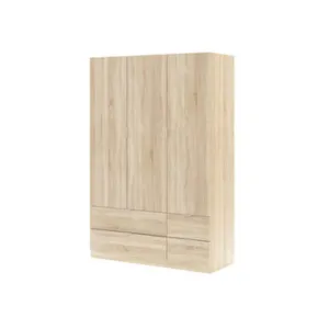 KIT ARMADIO 3 ANTE + 4 CASSETTI 135X52X200H ROVERE