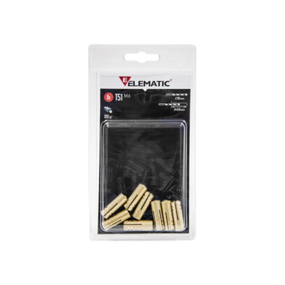 ELEMATIC BLISTER TASSELLO T51 M6 OTTONE 8 PZ (15