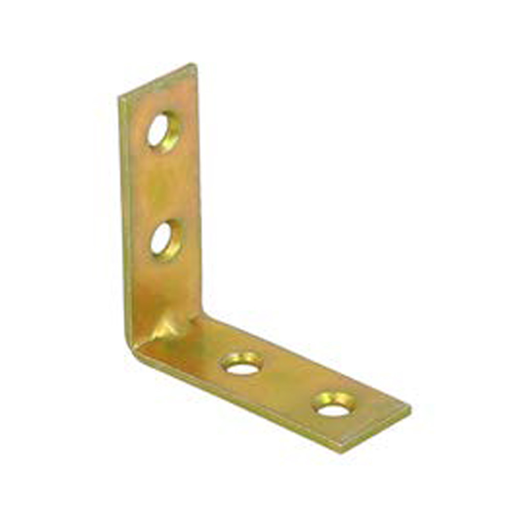 Corner plates with flared holes on two sides, galvanized yellow (4 pcs)