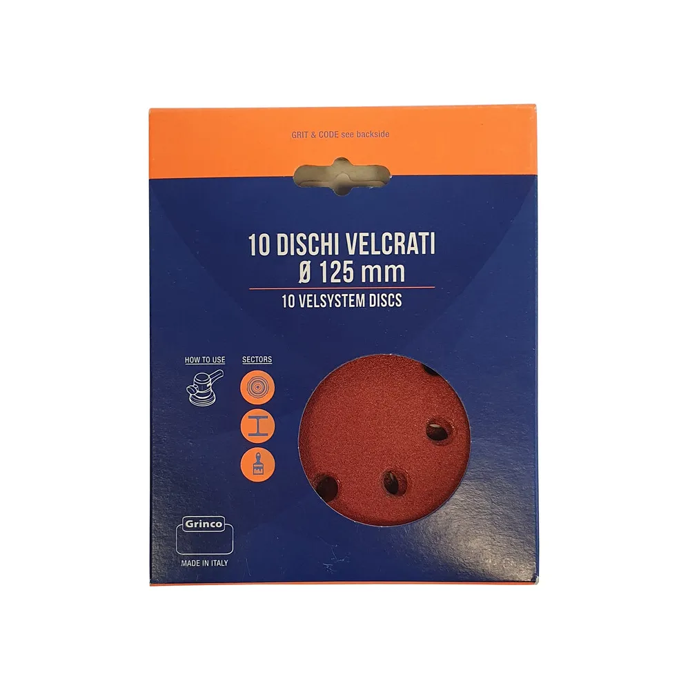 DISCO ABRASIVO VELCRO 8 FORI D 125 MM GR  80 CF 10