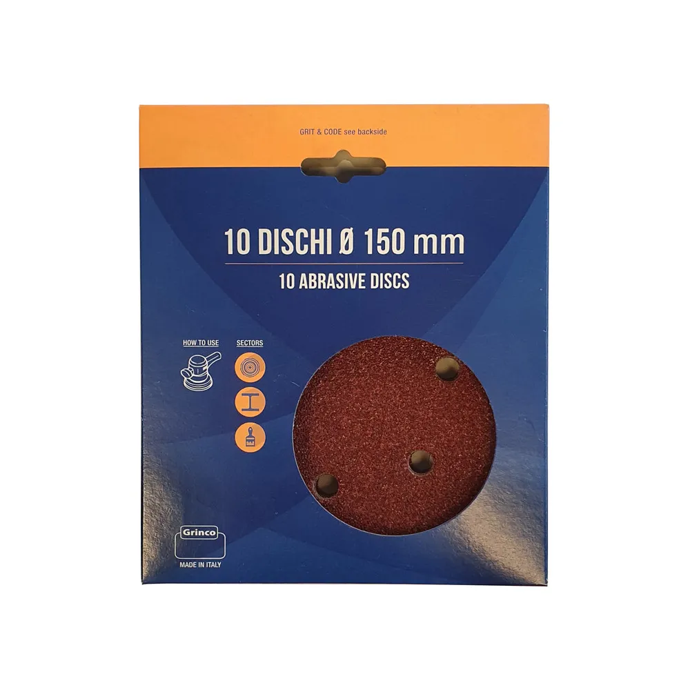 DISCO ABRASIVO VELCRO 6 FORI D 150 MM GR 120 CF 10