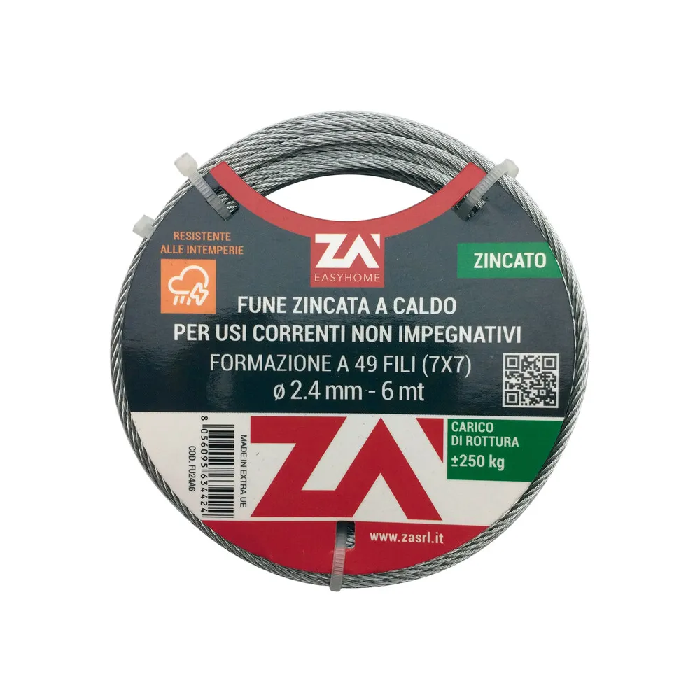 FUNE ACCIAIO ZINCATO ANTIGIRO 133F D 3  25 M