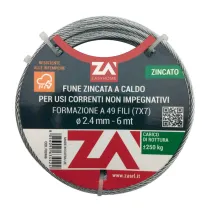 FUNE ACCIAIO ZINCATO ANTIGIRO 133F D 4   25 M
