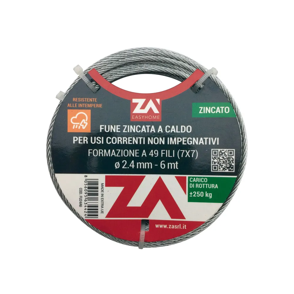FUNE ACCIAIO ZINCATO ANTIGIRO 133F D 4   25 M