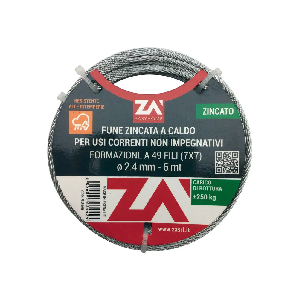 FUNE ACCIAIO ZINCATO ANTIGIRO 133F D 5  25 M